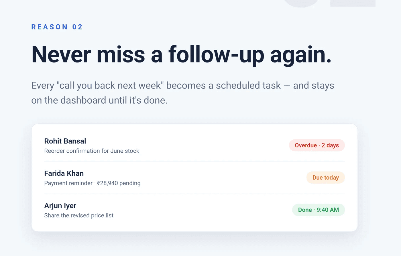 Never miss a follow-up again