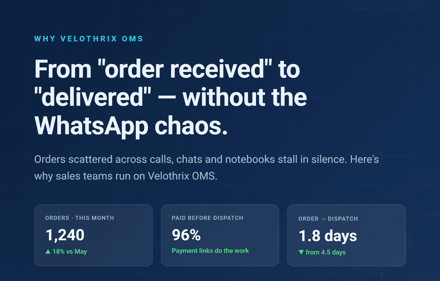 From order received to delivered — without the WhatsApp chaos